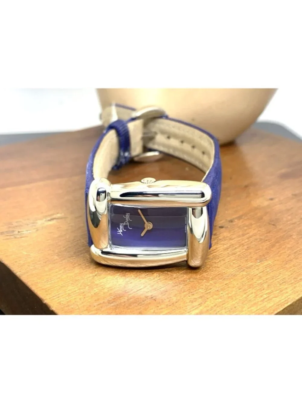 Henry Dunay Sabi Women's Watch Swiss Quartz Tank Blue Dial Leather Nylon Strap